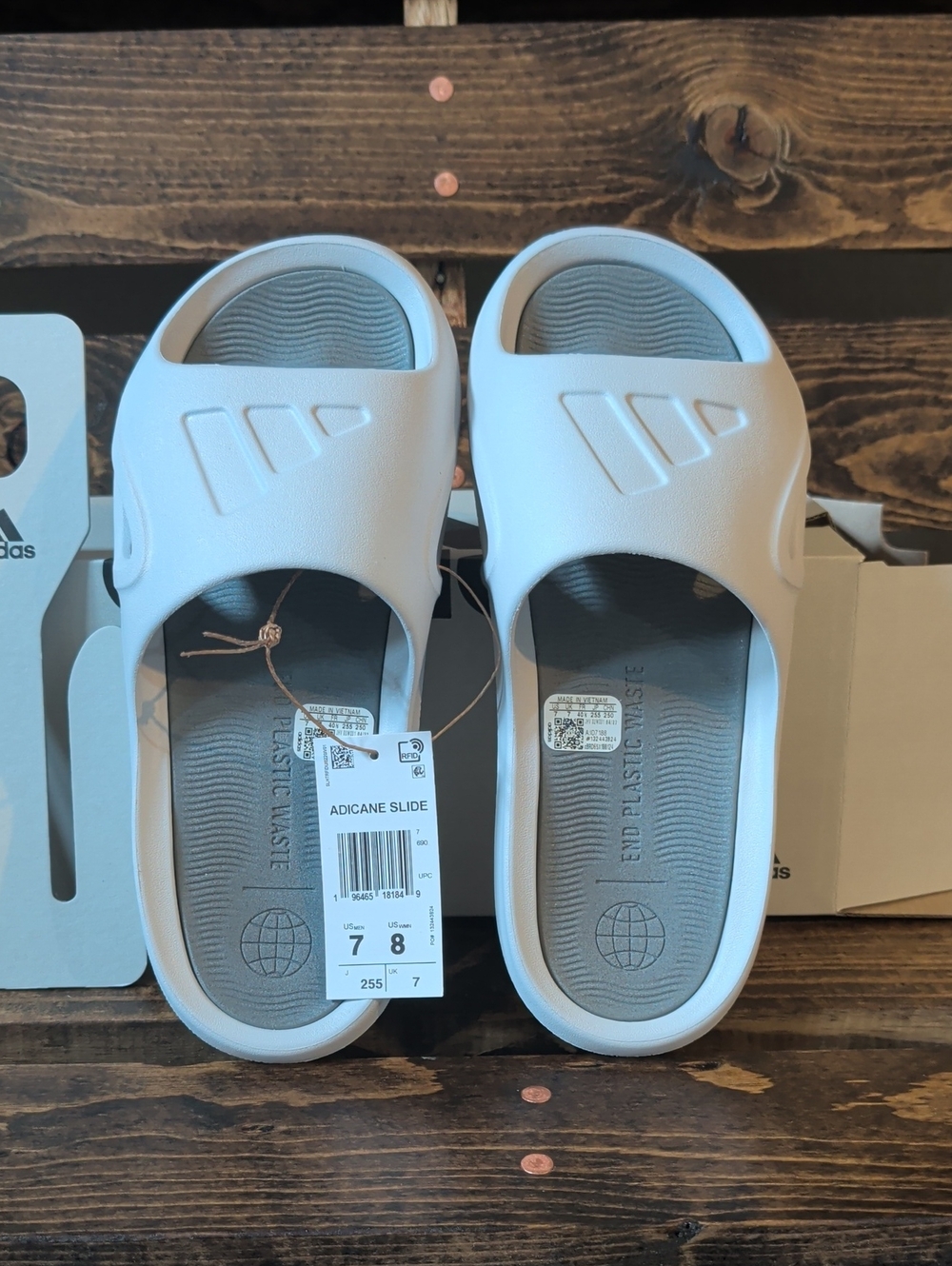 adidas Adicane Slide Unisex Sandals in White and Gray